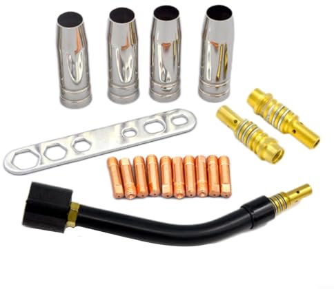 MB15 15AK Touch Tips 0.035inch M6 & Tips Holder Diffuser & Shield Cup & Torch Neck MIG Welding Equipment Accessories
