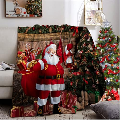 Weihnachts Kuscheldecke 130x150cm, Sofa Decke Weihnachten, Weiche Warme Winter Fleecedecke Weihnachten für Erwachsene (E, 130x150cm)