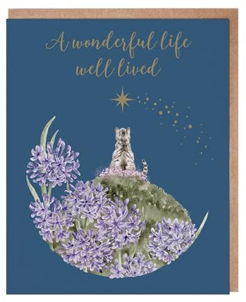 Wrendale - JOC142 - Doppelkarte mit Umschlag, Fur, Feathers & Whiskers, Trauerkarte, Katze, a faithful companion, 17cm x 14cm