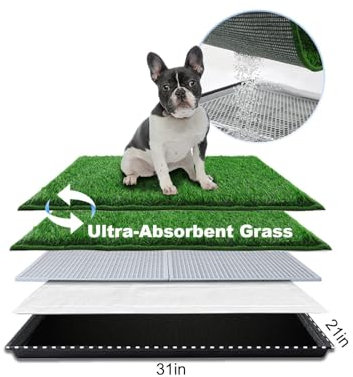 HQ4US Hundegras-Pad mit Tablett, Geruchskontrolle, Gras-Pad für