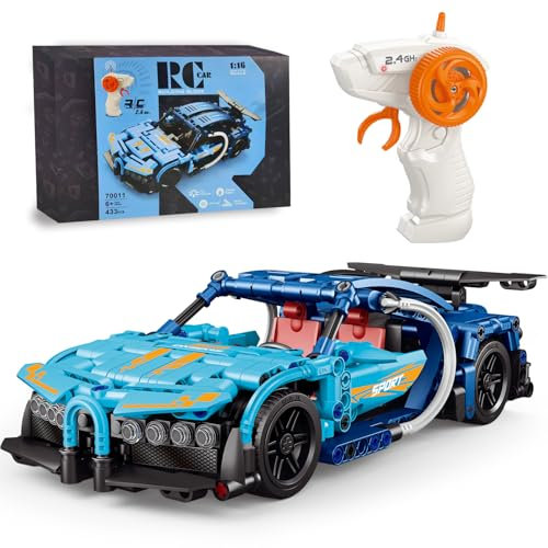 laddutoi Voiture RC F1 City à partir de 12 ans, compatible avec Lego Technic, 433 pièces, 1:16, bleue, avec télécommande 2,4 GHz, cadeau d'anniversaire parfait pour les enfants à partir de 10, 11, 12,