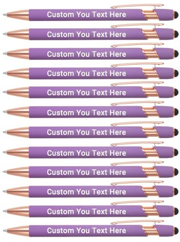 Zoonnis 60 Stück personalisierte Kugelschreiber mit Stylus-Spitzen für Geschäft, personalisierbar, gravierter Stift in Großpackung für Damen und Herren, mit Namentext, personalisierter Stift,