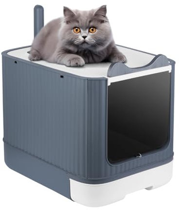 Bandeja para gatos grande, casita automática autolimpiante, 44,5 x 36,5 x 34,5 cm, color blanco