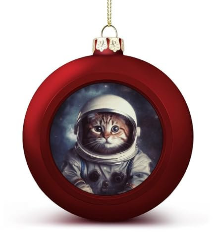 Interessante Weihnachtskugel-Dekorationen, wunderschön, Tier, Katze, Astronaut, bedruckte Dekorationen, Urlaubsparty, Heimdekorationen, Weihnachtskugel-Dekorationen, hängende Anhänger