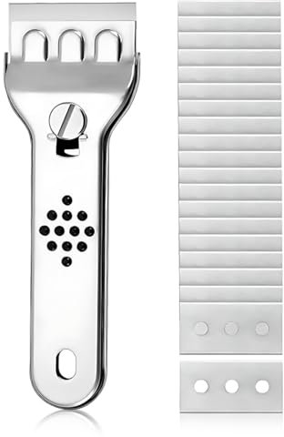 Grattoir en Acier Inoxydable, XURJUMI Grattoir Plaque Vitrocéramique avec 20 Lames de Rechange,Induction Racloir Vitrocéramique Grattoir Verre pour Plaque à Induction,Fenêtres,Carreaux,Vitres,Miroir