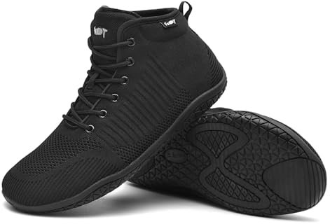 Geweo Barefoot Shoes Hiver Femme Homme Barefoot Bottes de Neige Bottines Chaussures D'hive Minimalistes Chaussures Pieds Nus Winter Boots Randonnée Confortable Snowboots Sneakers Noir 44