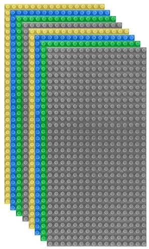 HUIZDQ 8 Pack Classic Baseplates Building Plates for Building Bricks 100% Compatible with All Major Brands-Baseplate, For Kids 3 Years Up, 5 x 10, Multicolored