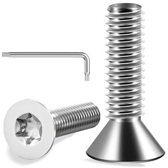 Viti a testa svasata M5 x 30 mm, in acciaio inox A2, filettatura completa con chiave Torx, 20 pezzi