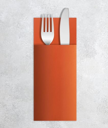 VelaHub Airlaid 50 Besteckservietten, Hochwertige, Einwegserviette, 39X40 cm, Orange
