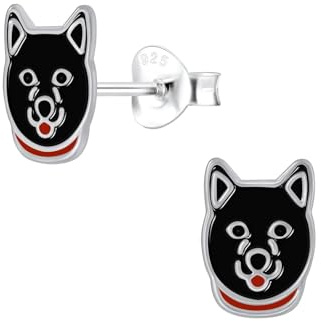 Monkimau Mädchen Ohrringe Hund | Ohrstecker aus 925 Sterling Silber | Kinderohrringe hypoallergen