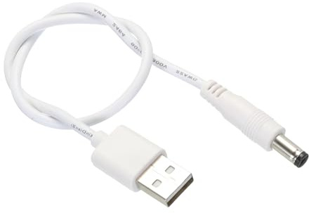 MACHSWON USB to DC Power Cable 0.3 M USB to DC 5.5mm x 2.1mm 5v Power Cord White for Mini Fan Camera Mobile Phone Tablet Devices 1 Pcs