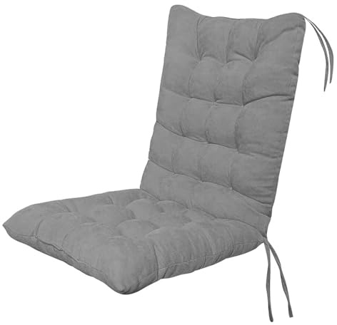 Generisch Kissen Gartenstuhl Auflage Sitzkissen, Niedriglehner Stuhlauflage Rückenkissen mit Bänder, Indoor Outdoor Home Büro Sitzauflage Niedriglehner 100 x 45cm (Grau)