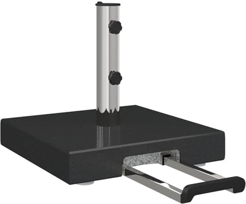 vidaXL Base de Parasol sur roulettes avec Poignée Granit Noir 29 kg Carrée
