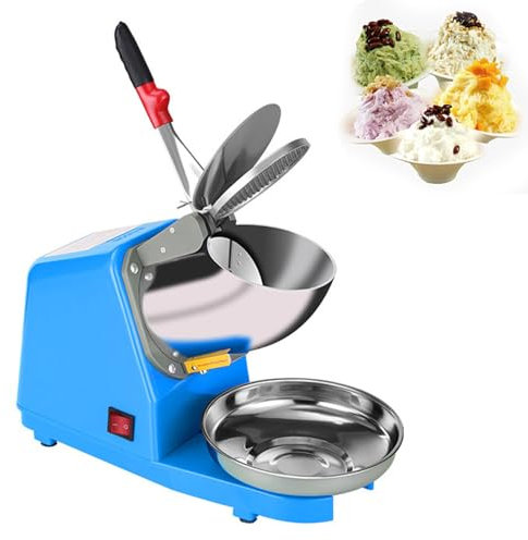 Electric Ice Crusher, Double Knife Ice Crusher, Ice Crusher, 65 kg/h, 300 W Ice Crusher Smoothie Machine, Suitable for Soft Drinks, Cocktails or Cold Dessert Preparation,Blue