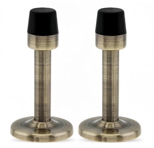 Door Stopper,Zinc Alloy and Rubber Anti-Collision Brushed Brass Door Stop Stoppers Home Hotel Office Accessory (2, Copper)
