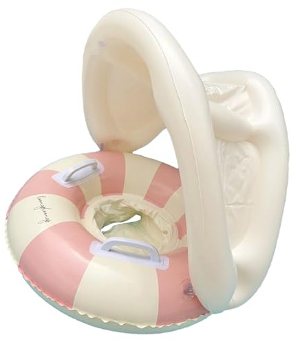 Bouée de Natation pour bébé avec Parasol de Protection Solaire et siège sûr – Jouet Gonflable Pliable avec siège de sécurité et Protection Solaire pour Jeunes à la Plage et sur