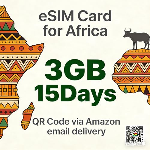 eSIM Africa 3GB Daten 15 Tage Prepaid – 4G/5G Reise-eSIM Datenpaket für Africa Sofort QR-Code Lieferung Kein physisches SIM erforderlich Kompatibel mit iPhone & Android