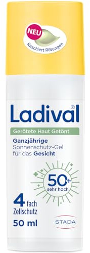 Ladival Gerötete Haut Getönt Sonnencreme Gesicht LSF 50, CC Cream, 50ml | Anti-Rötungen mit Farbkorrektur, Speziell bei Rosacea, Couperose & Akne, Beruhigt Irritationen, 4-fach Zellschutz