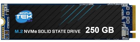 SIMPLETEK - Unità SSD Interna 250GB M.2 NVMe PCIe Gen 3.0 x4 - Disco a Stato Solido 2280 per PC Desktop, Laptop e Server