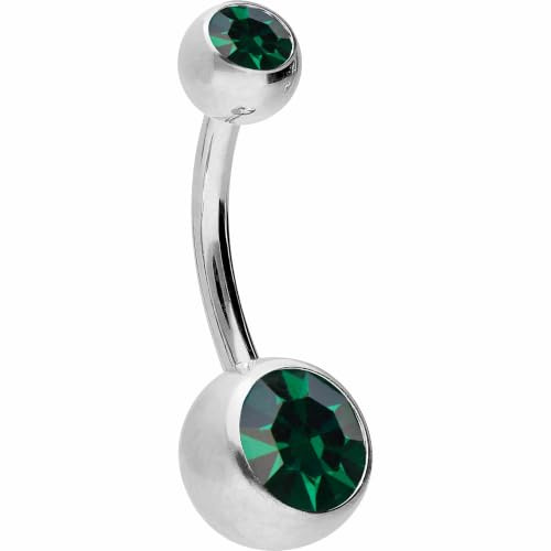 PIERCINGLINE Piercing para el ombligo de acero quirúrgico con 2 cristales – Piercing Bananabell en elegantes colores y 4 tamaños