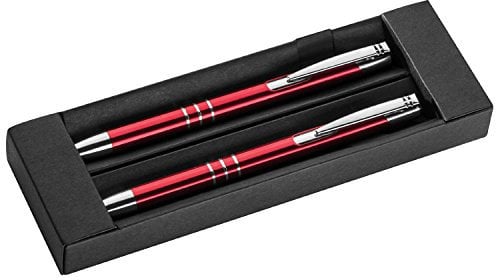 Metall Schreibset / Kugelschreiber + Druckbleistift / Farbe: rot