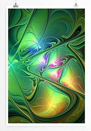 Sinus Art Kunst und Deko Poster - Digitale Grafik – Grüne Halluzination- Fotodruck in gestochen scharfer Qualität