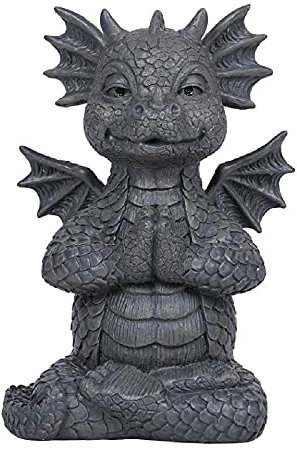 Garten Figur Drache meditiert - Deko Statue Garten Fantasy