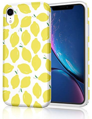 ZQ-Link Light Weight Protective Phone Case for iPhone XR, Flexible Soft TPU Glossy Rubber Silicone Skin Cover for iPhone XR 2018 6.1 inch - Summer Lemons on White