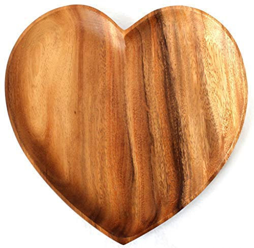Holzschale Herz Schale Tablett Teller Akazienholz (30 cm)