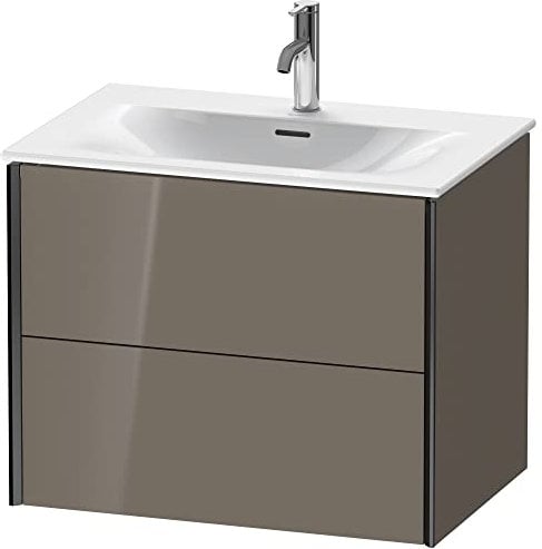 Durait XViu 4133 Waschtischunterbau wandhängend, 2 Schubkästen, für Waschtisch Viu 234473, 710x480 mm, Farbe (Front/Korpus): schwarz matt/Flannel Grey hgl. - XV41330B289