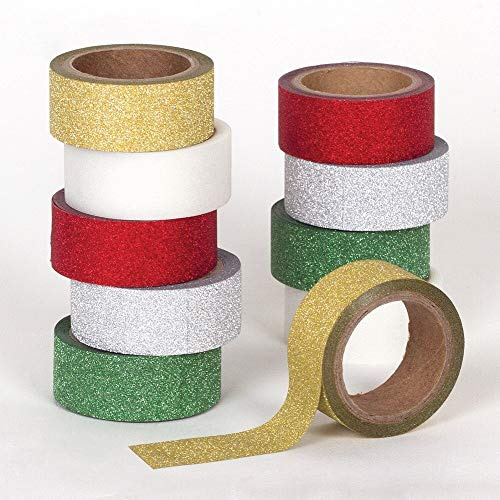 Baker Ross Ruban adhésif de Noël à Paillettes (Paquet de 10) - Loisirs créatifs festifs pour Enfants