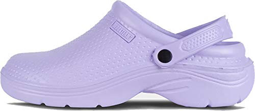 Work Team Zueco Sanitario EVA, Ultraligero, con Plantilla Ergonómica. Anatómico, con Cámara ortopédica, Suave para los pies. Unisex Lila 42/43