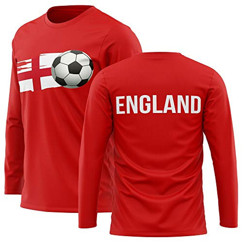 England Football St Georges Flag Long Sleeve T Shirt for Men Adults Women Euro, Large - Mens, Red