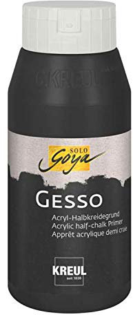 Kreul Solo Goya Gesso Nero, 750 ml, Primer per substrati Scuri a Base acrilica semigesso Impermeabile e Ben Coprente