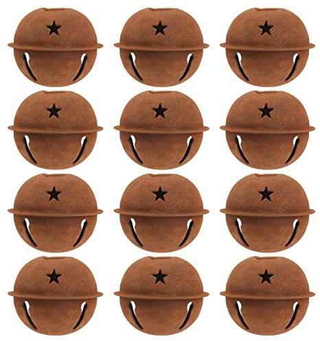 EXCEART DIY Glocken 12 Stück Rostige Klingelglocken Sternausschnitt Weihnachten Mentale Klingelglocken Handwerk DIY Glocken für Kranz Ferienhaus Weihnachtsdekoration (40Mm) Handwerk Glocken