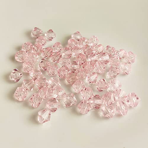Doppelkegel/Bicone 8 mm 80 Stück - Perlen Kristall Lose Perlen mit Loch 100er Set DIY Basteln mit Loch tschechische Facettiert Beads Schmuck Acryl auffädeln Nieten Steine - Rosa, Hellrosa