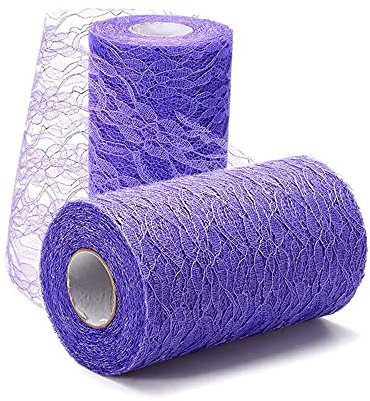 Spitze Tischläufer Tischband Tischdecke Küche Esstisch Dekoration Tischdeko für Hochzeit Geburtstage Tischdekoration Kommunion Weihnachten Herbst Braut & Baby Dusche Tabletop Dekor,Lila 30cmx22m