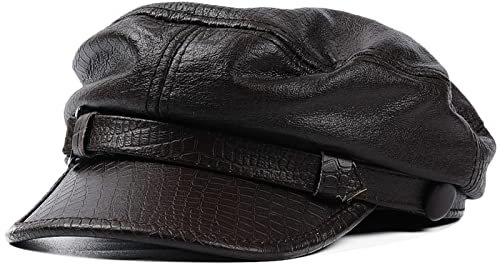 Leder Fiddler Mütze Breton Style Mariner Cap,Kapitänsmütze Herren Damen Flache Kappe