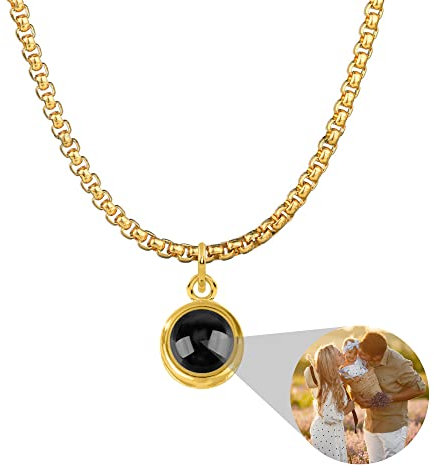 ARTLF Personalisierte Foto Halskette für Männer - Tennis Kette mit Bild im Stein - Edelstahl, Modernes Design für Jeden Anlass