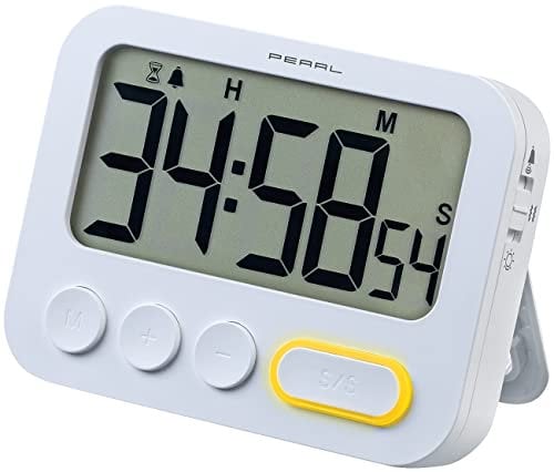 PEARL Kurzzeituhr: Digitaler Küchentimer mit Ton-, LED- und Vibrationsalarm und Uhrzeit (Timer mit Vibrationsalarm, Uhr mit, Elektrischer)