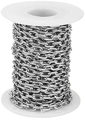 Jaydis 16.4 Feet Aluminum Curb Cross Chains 9x6x1.2mm Links Cable Chains Necklace Chain Link Silver Plated with Spool for DIY Craft Bracelet Jewelry Making