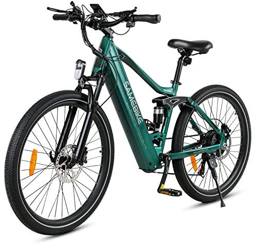 SAMEBIKE Bicicleta Eléctrica para Adultos Bicicleta Eléctrica de Montaña con Suspensión Completa 48V 14Ah Batería Bicicleta Eléctrica de 26 Pulgadas con Freno de Disco Hidráulico