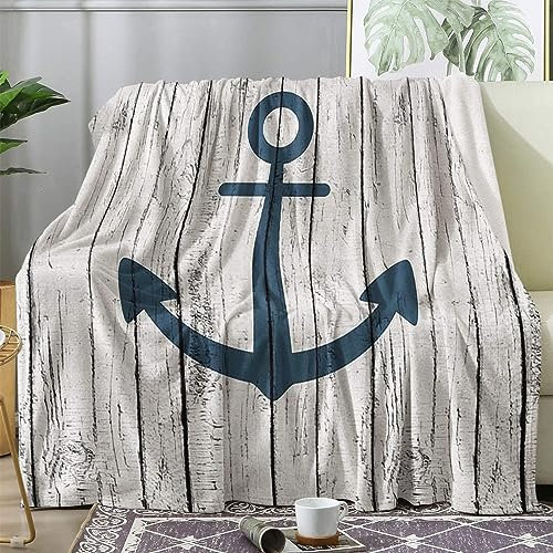 ZDABAOEC Kuscheldecke Flauschig Maritime Anker Decke, Fleecedecke 150x200, Sofadecke & Couchdecke, Weiche Kuschelige Wohndecke Blanket, XL Decken für Sofa Couch