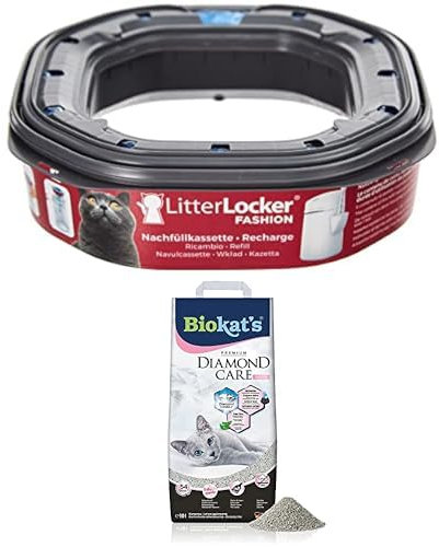 Litter Locker Fashion Nachfüllkassette und Biokat's Diamond Care Fresh Katzenstreu mit Babypuder-Duft Combo