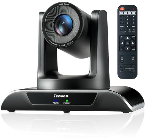 Tenveo PTZ Conference Camera 20X Optical Zoom USB3.0 HDMI Video Conference Camera 1080P 60FPS Live Streaming Webcam Wide Angle Work with Skype/Zoom/Teams/OBS for Meeting Church Education Medical
