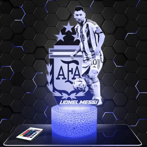 Nachttischlampe - Touch-Nachtlicht Lionel.M Argentine 3D-LED-Lampe Illusion, Geschenkidee Weihnachten Geburtstag Junge und Mädchen Nachttischlampe Kinder- oder Erwachsenenzimmer TOP