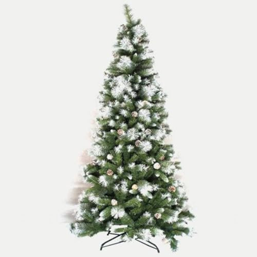 Árbol de Navidad Verde Natural con Nieve y Lazo 210cms, árbol de Navidad nevado, Luces de Navidad Opcionales, decoración arbol Navidad a tu Gusto, Christmas Tree 729 Ramas