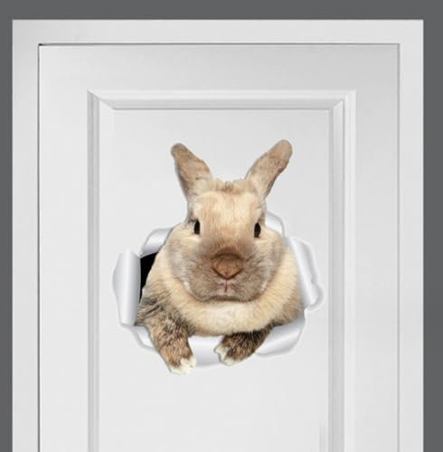 2-stücke Ostern 3d Gebrochene Wand Dreidimensionale Dekoration Toilette Mit Cartoon Tier Kaninchentür, Wohnzimmer Aufkleber, Selbstklebende Tapete 32,35cm