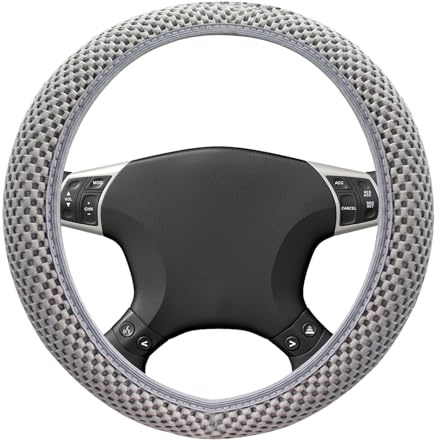 Lenkradabdeckung für Auto, Universal Auto Lenkradhülle Grau, Atmungsaktive Lenkradbezug Antirutsch, Geeignet für Lenkrad Außendurchmesser 36 bis 39 cm, Verfügbar in Allen Jahreszeiten