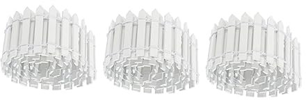 BESPORTBLE 3 Rouleaux Clôture De Maison De Poupée Panneau De Clôture En Bois Petite Clôture De Jardin Clôture De Jardin Féerique Panneaux De Palissade Pot De Fleurs En Bois Gâteau Blanche